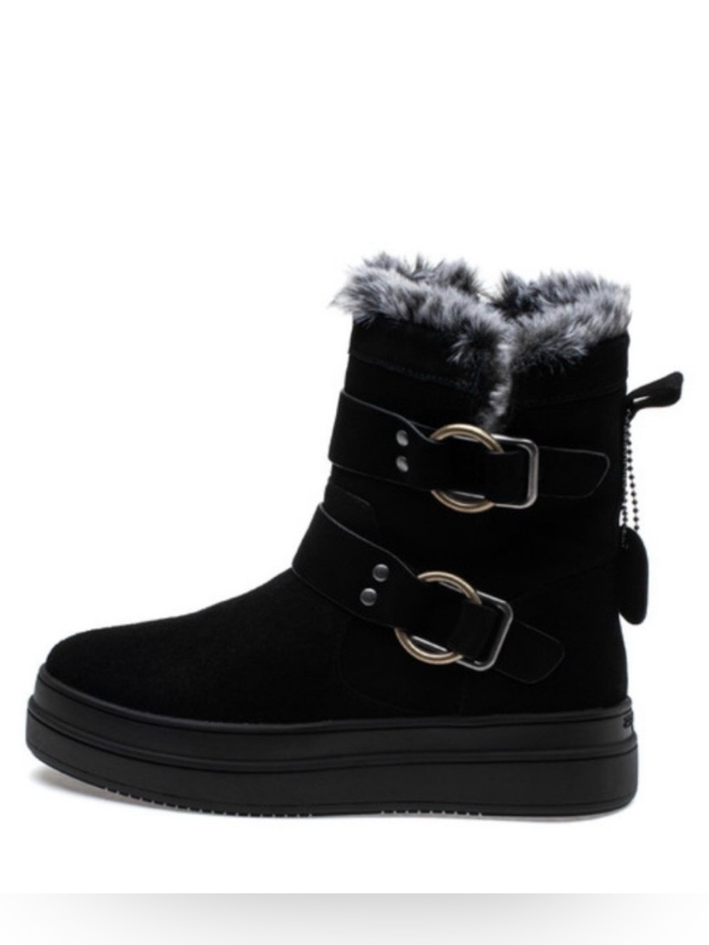 NWT J/SLIDES NELLY Black Waterproof Suede